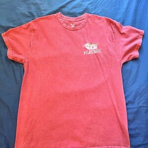 Playboy Vintage “Playing Cards” Graphic Red Tee Shirt